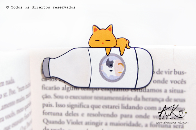 marcador de páginas magnético, papel, gato, gatinho