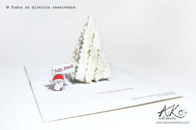 cartão de natal, kirigami, pop-up, pinheirinho, papai noel